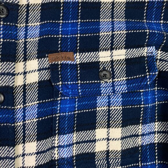 Orvis Flannel Shirt Jacket Shacket Men's XL Blue Plaid Check Cotton - Picture 4 of 12